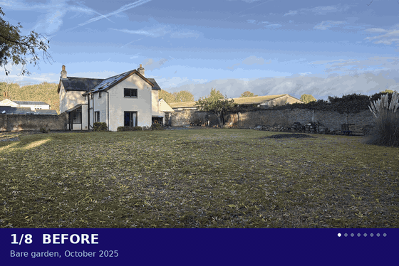 Animated build progression of the Maidenhead Farm garden room from bare ground to finished building